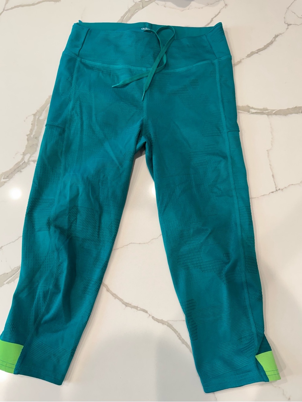 Adidas ClimaCool Teal Cropped Leggings Women's Small Athletic Workout Pants
